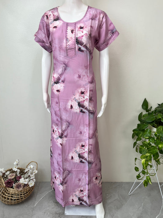 Lavender Soft Satin Nightgown