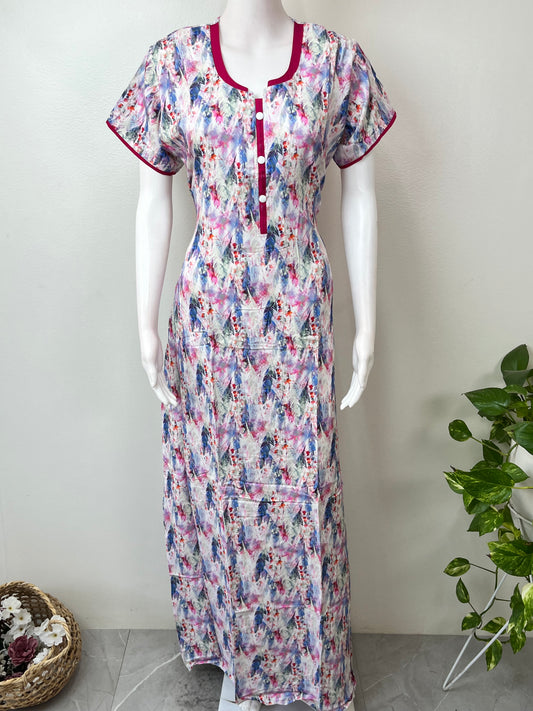 Printed Rayon Fabric Nighty