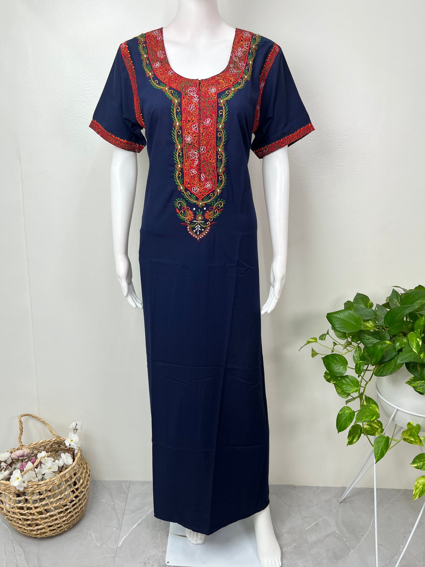 Navy Blue Delicate Embroidery Bizzylizzy Nightgown