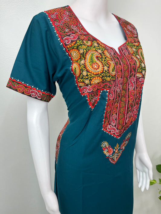 Teal Blue Premium Bizzylizzy Embroidered Nightgown