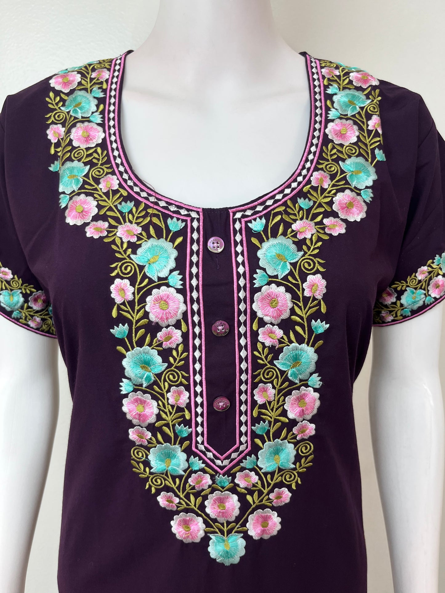 Wine Premium Bizzylizzy Embroidered Nightgown