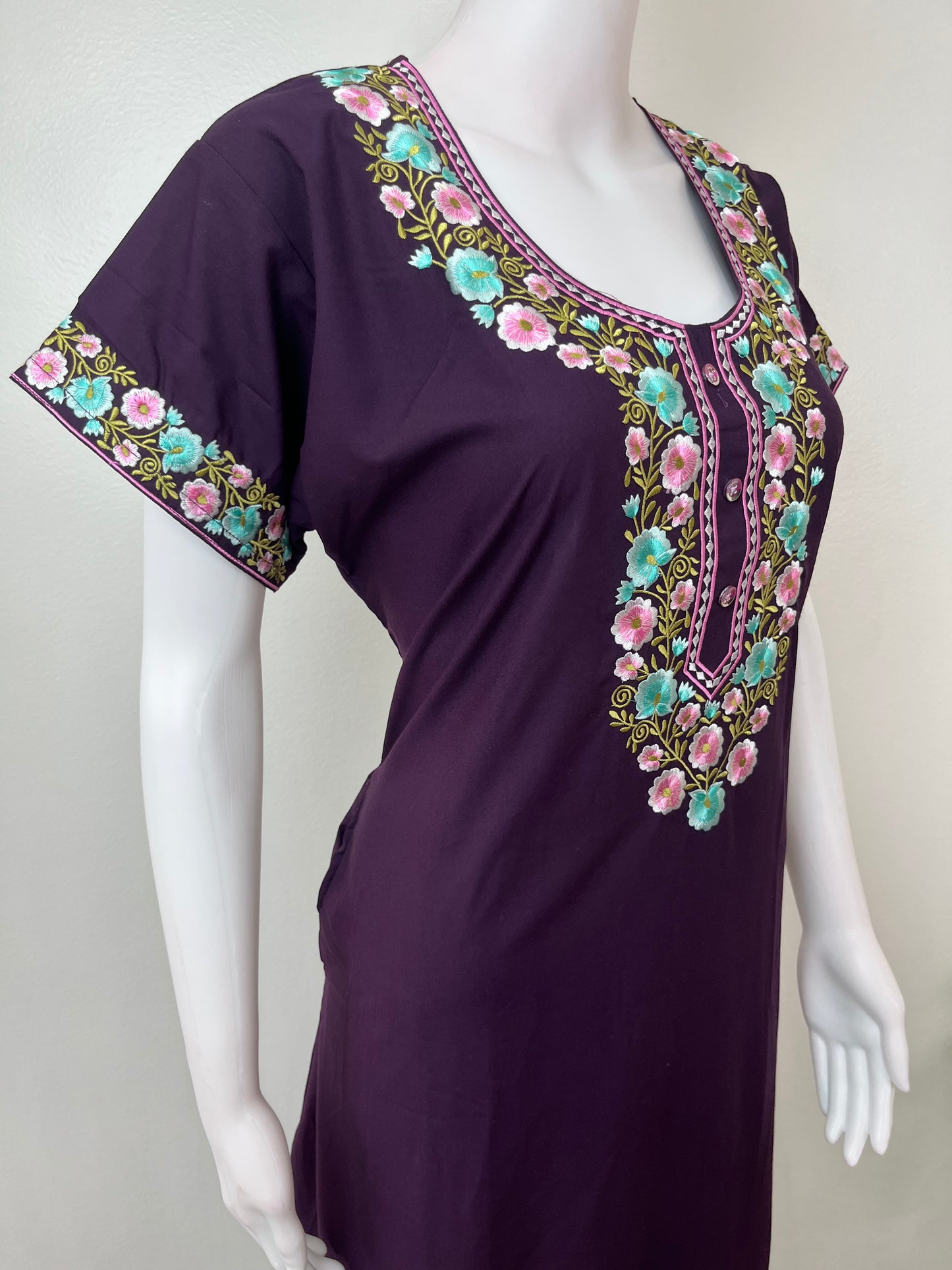 Wine Premium Bizzylizzy Embroidered Nightgown