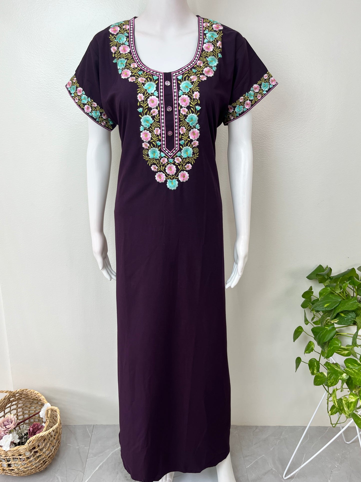 Wine Premium Bizzylizzy Embroidered Nightgown