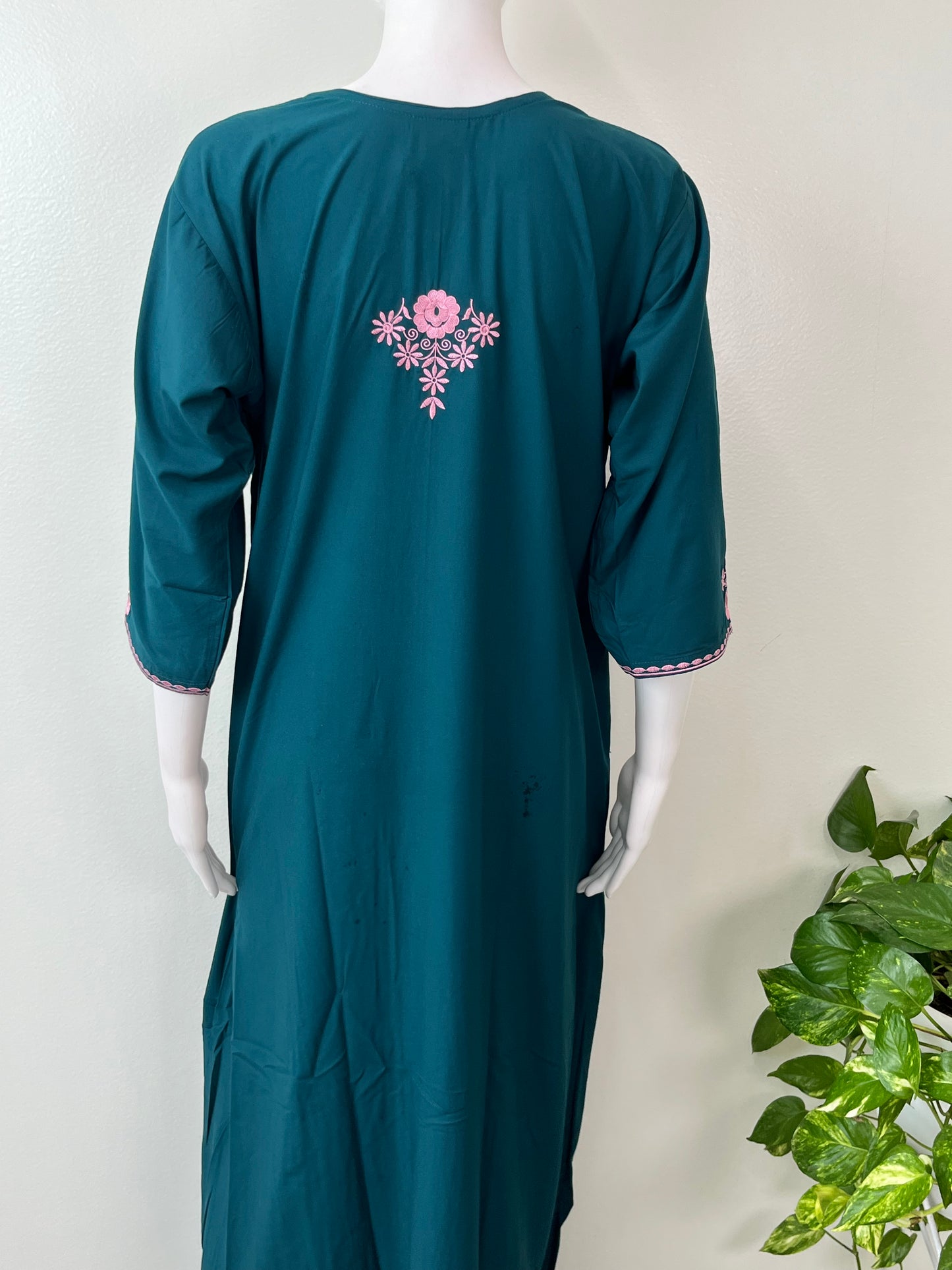Teal Graceful Bizzylizzy Nightgown with Embroidery