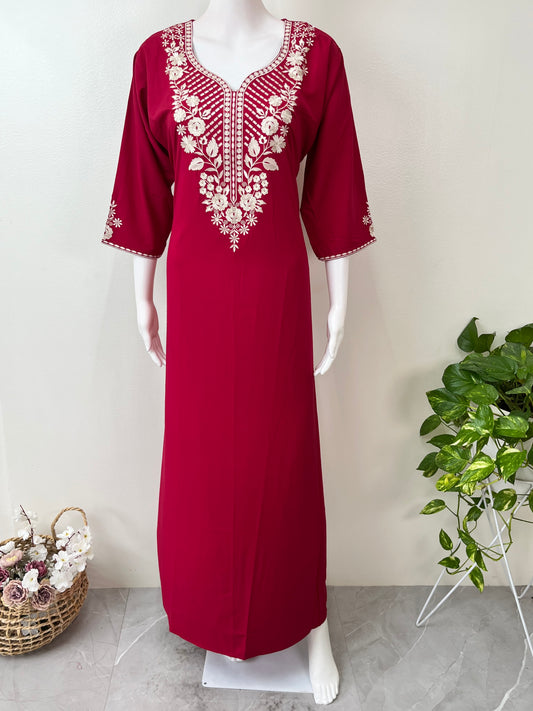 Red Classic Charm Long Sleeves Bizzylizzy Nighty