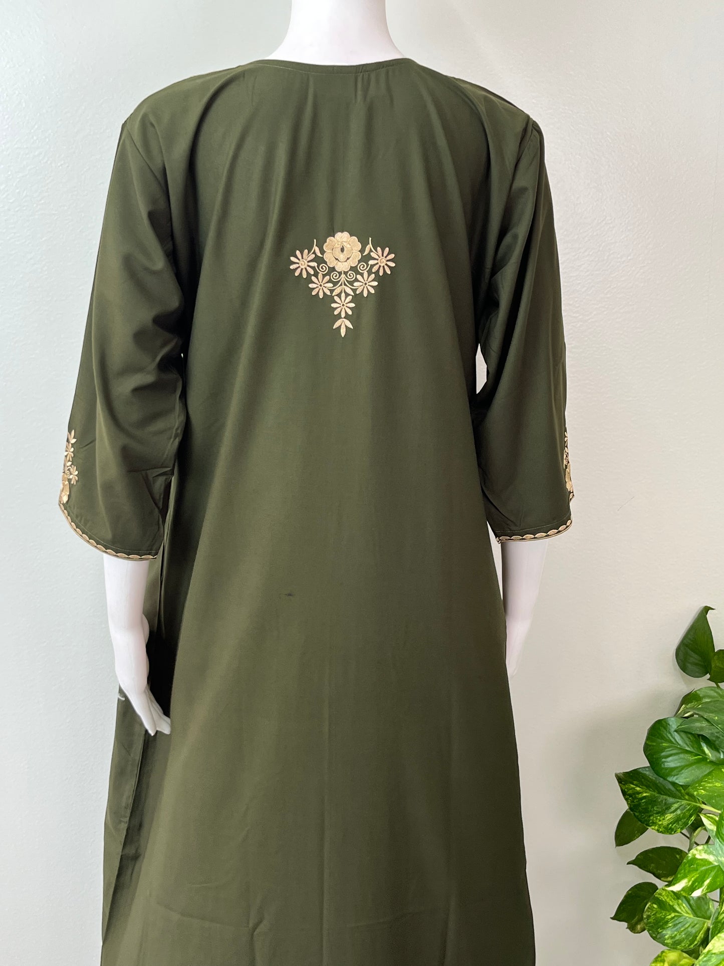 Bottle Green Delicate Embroidery 3/4th Bizzylizzy Nighty