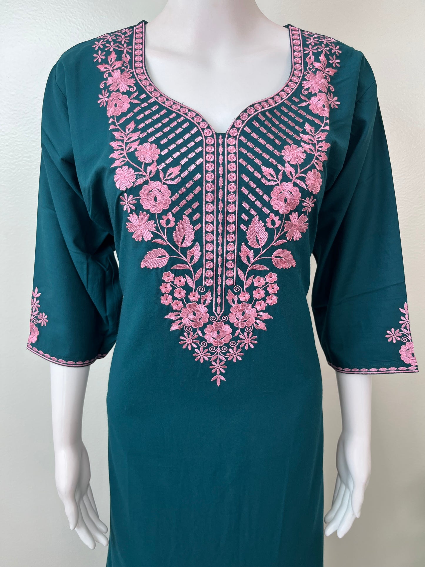 Teal Graceful Bizzylizzy Nightgown with Embroidery