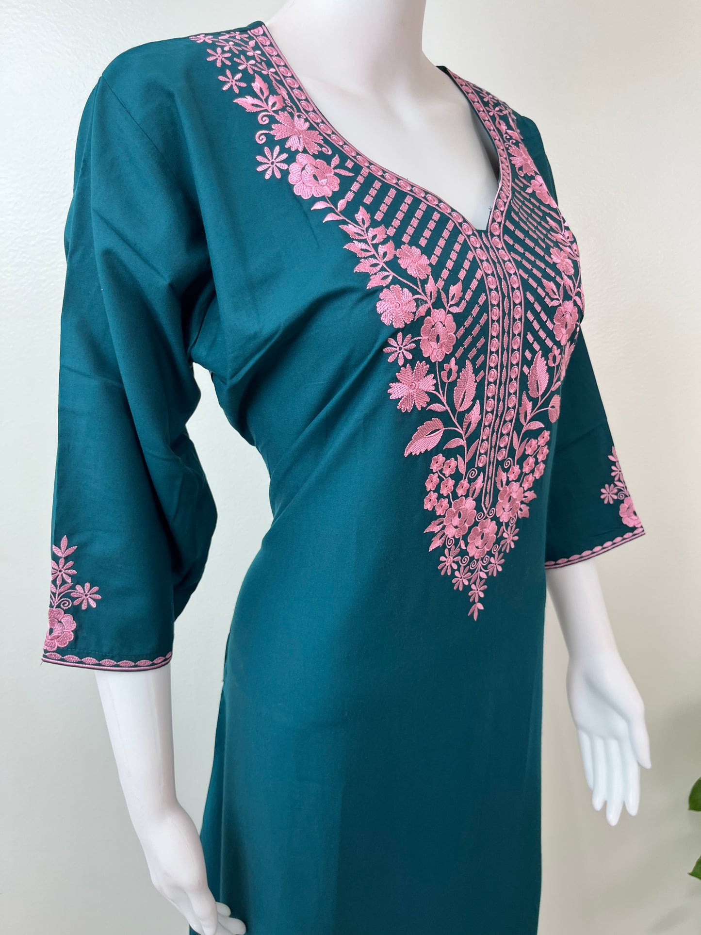 Teal Graceful Bizzylizzy Nightgown with Embroidery