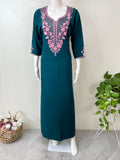 Teal Graceful Bizzylizzy Nightgown with Embroidery