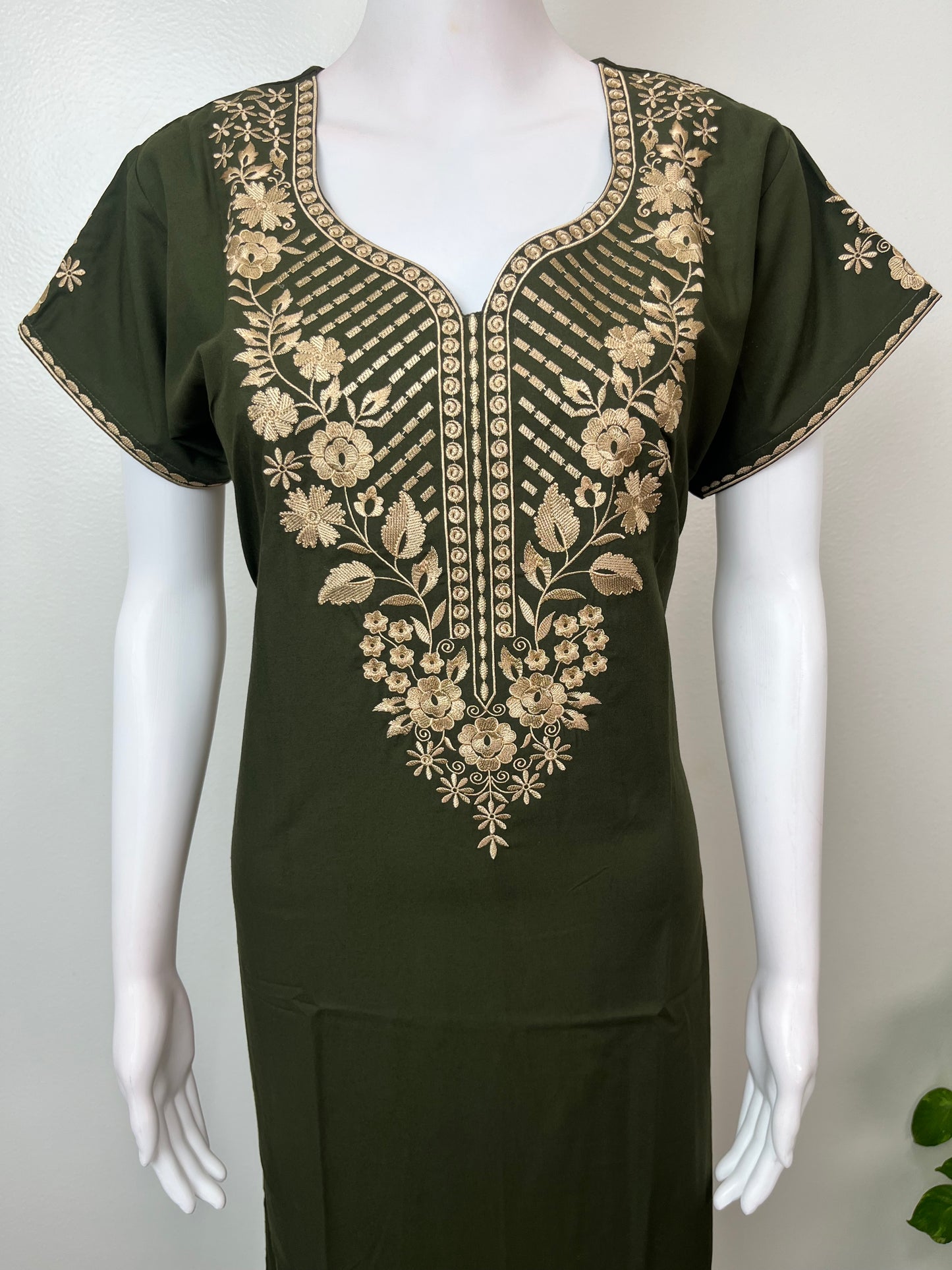 Bottle Green Delicate Embroidery BizzyLizzy Nightgown