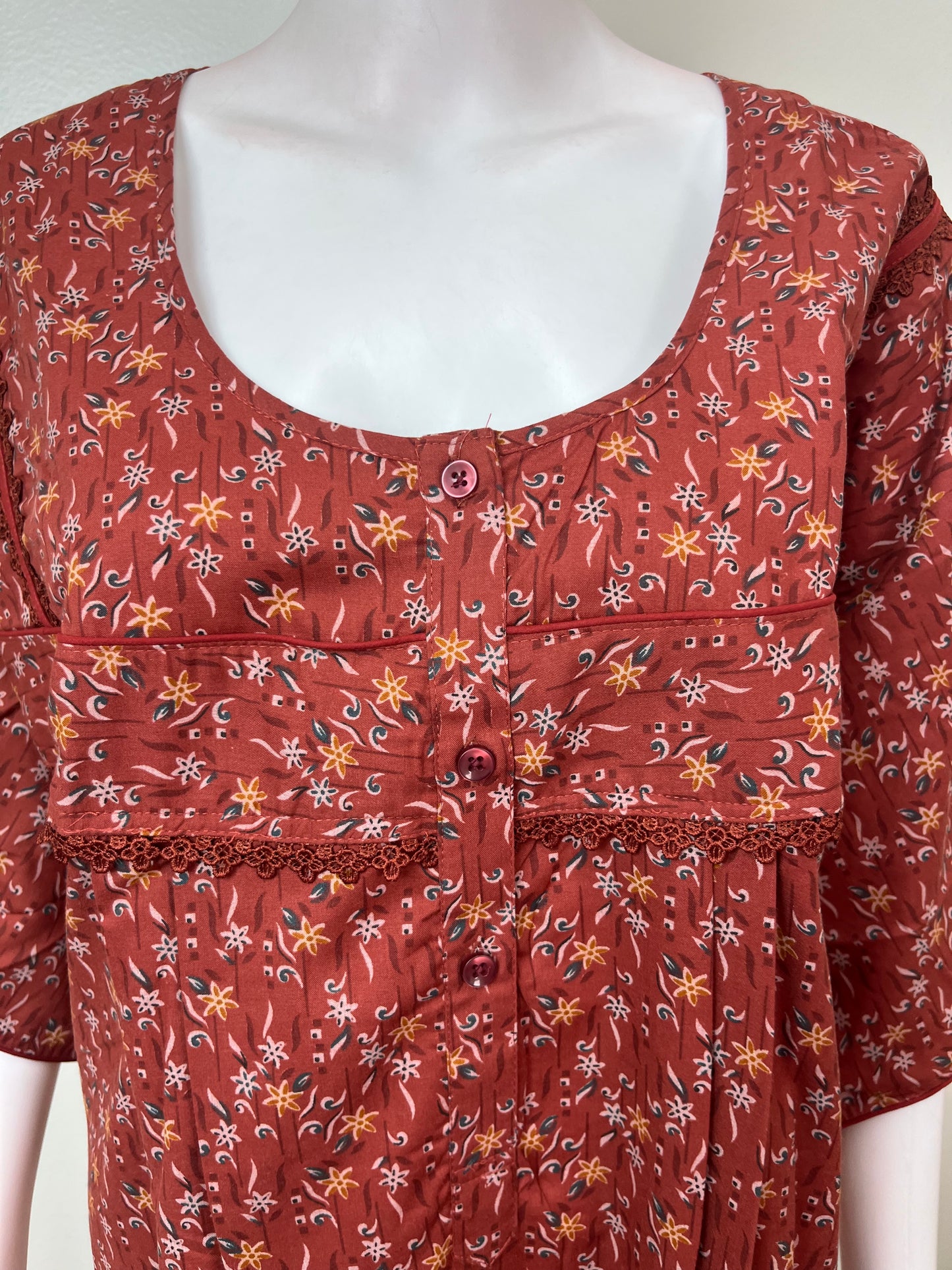 Maroon Bizzylizzy Fabric Women's Nighty