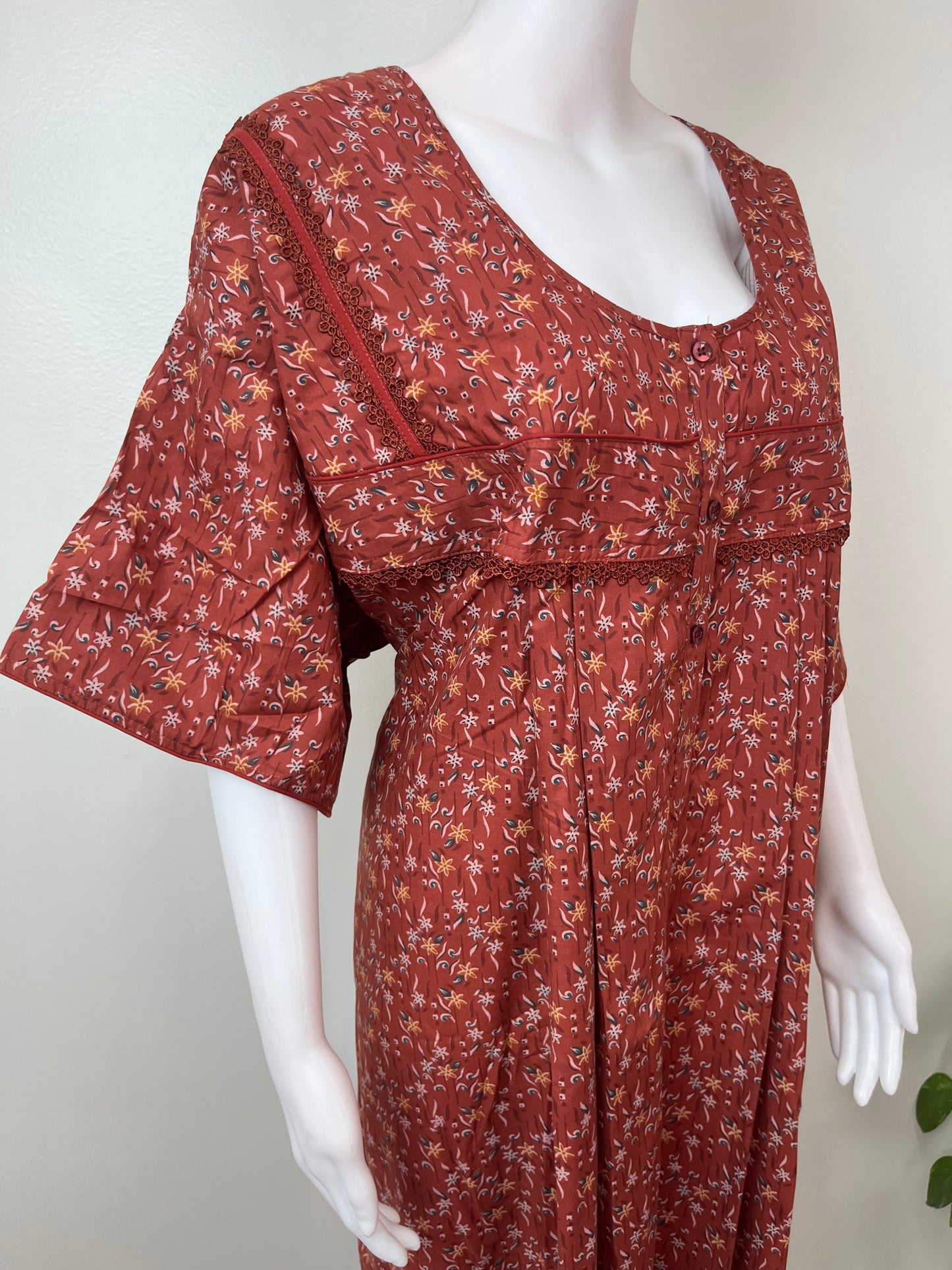 Maroon Bizzylizzy Fabric Women's Nighty