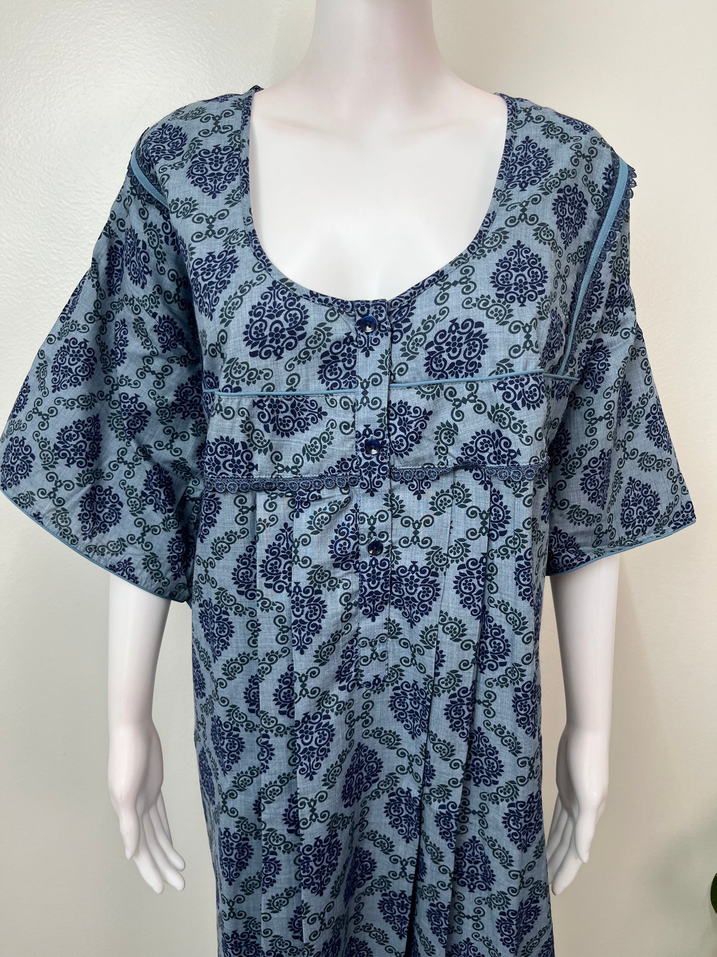 Blue Pleated Style Bizzylizzy Fabric Nightgown