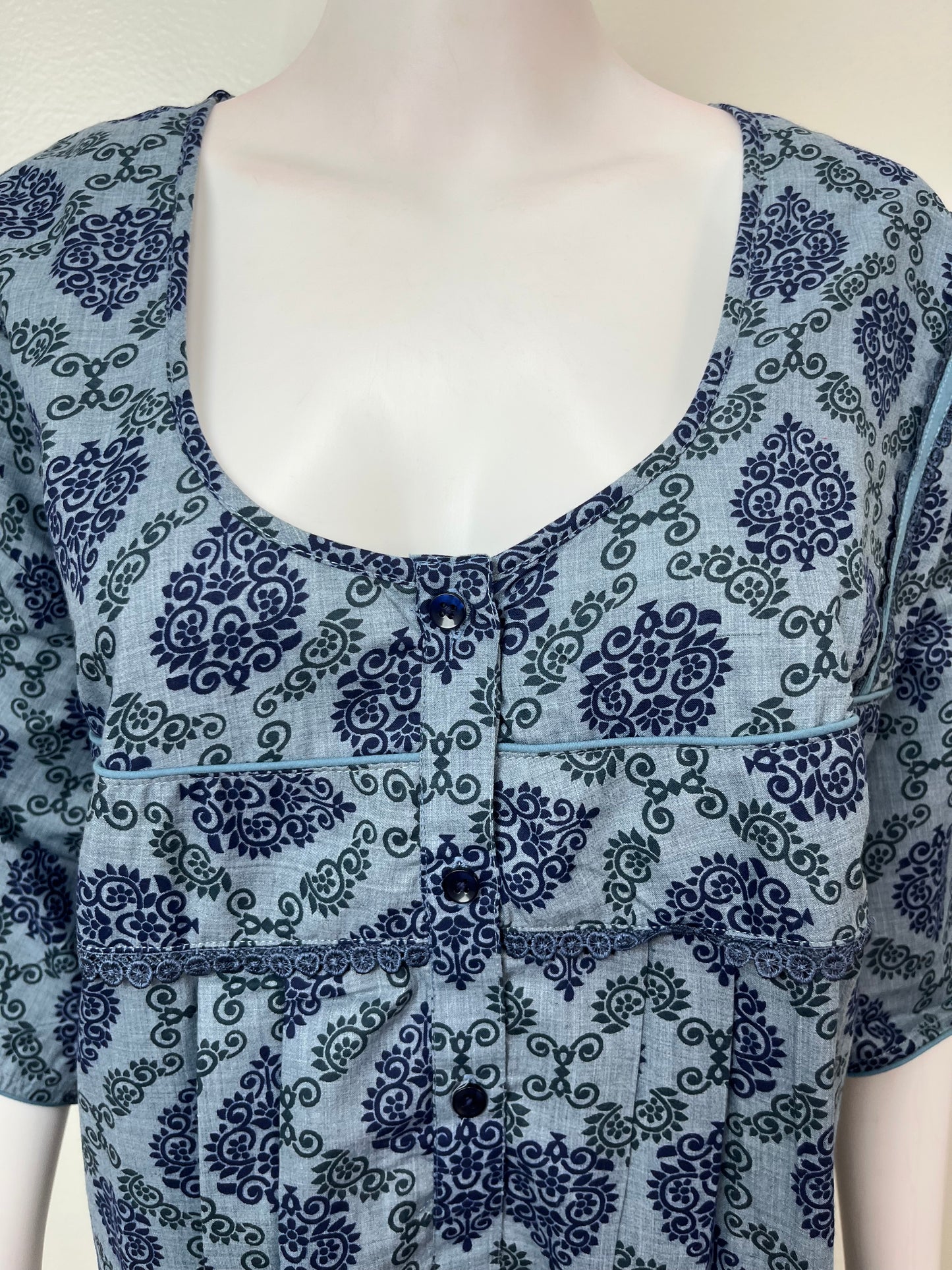 Blue Pleated Style Bizzylizzy Fabric Nightgown