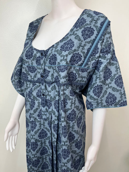 Blue Pleated Style Bizzylizzy Fabric Nightgown