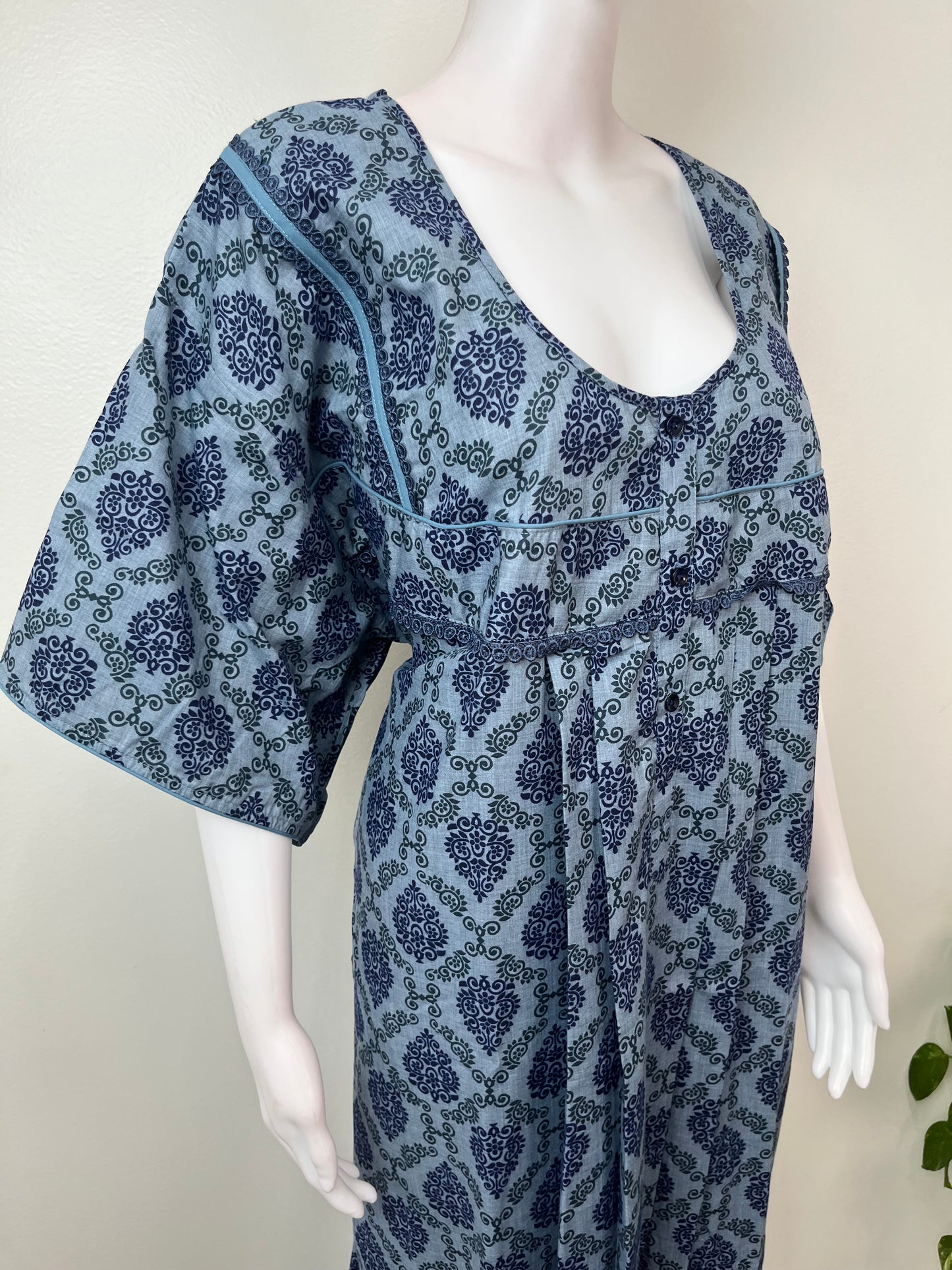 Blue Pleated Style Bizzylizzy Fabric Nightgown