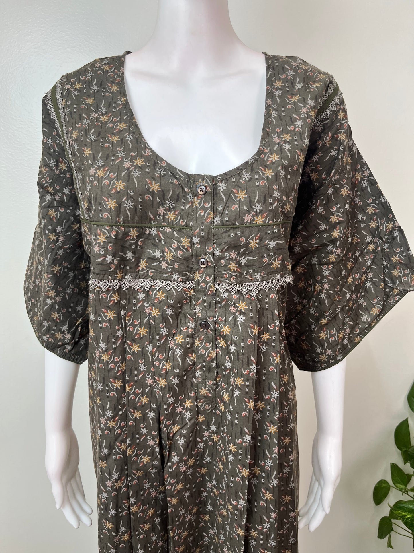 Gray Floral Printed Bizzylizzy Nightgown