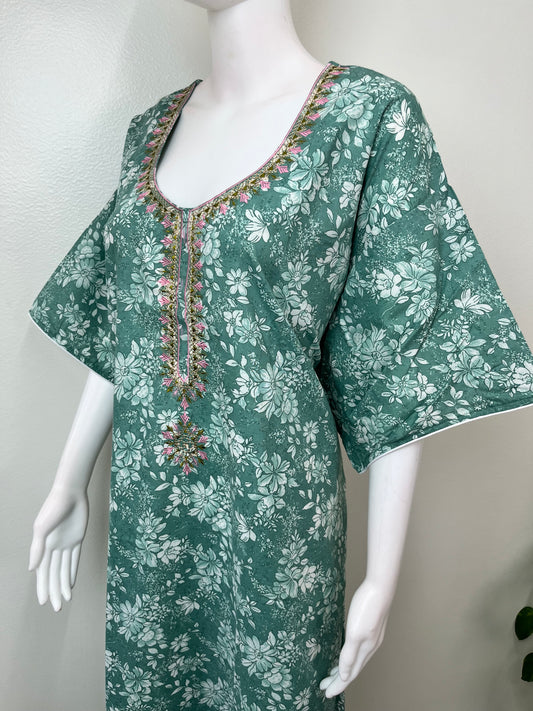 Green Classic Charm Embroidered Bizzylizzy Nightgown