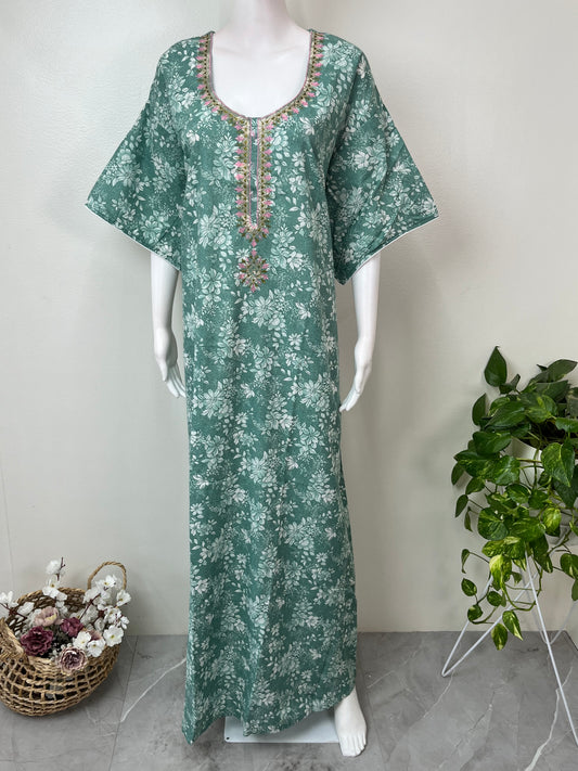 Green Classic Charm Embroidered Bizzylizzy Nightgown