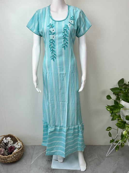 Sky Blue Soft & Stylish Rayon Fabric Nightgown