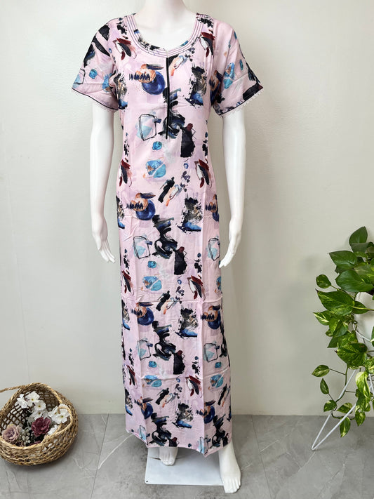 Pink Rayon Fabric Nightgown Silky Texture