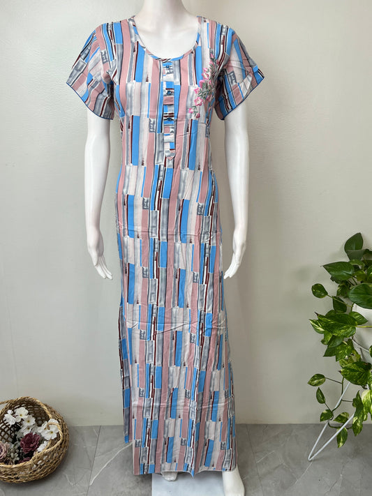 Digital Printed Rayon Fabric Nighty for Women