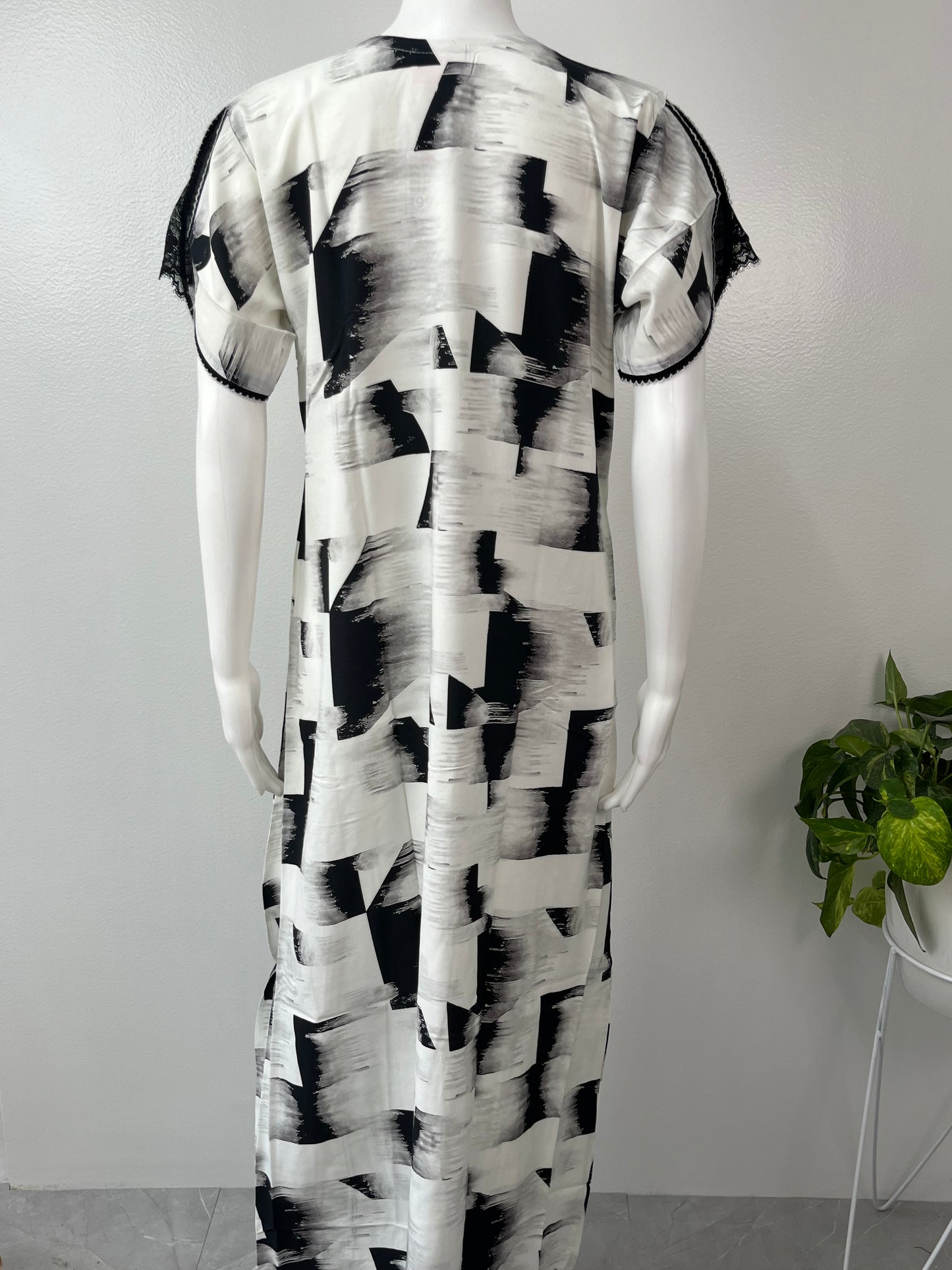 Black & White Soft & Breathable Rayon Nighty
