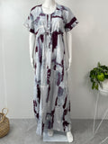 White Abstract Soft & Breathable Rayon Nightgown Perfect for All Seasons