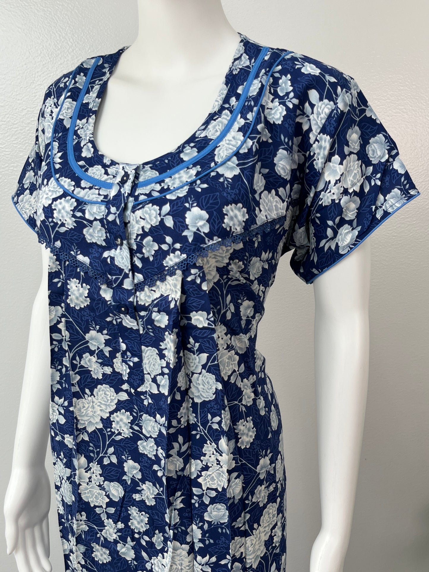 Royal Blue Premium Rayon Fabric Nightgown Soft, Lightweight & Perfect for Indian Weather