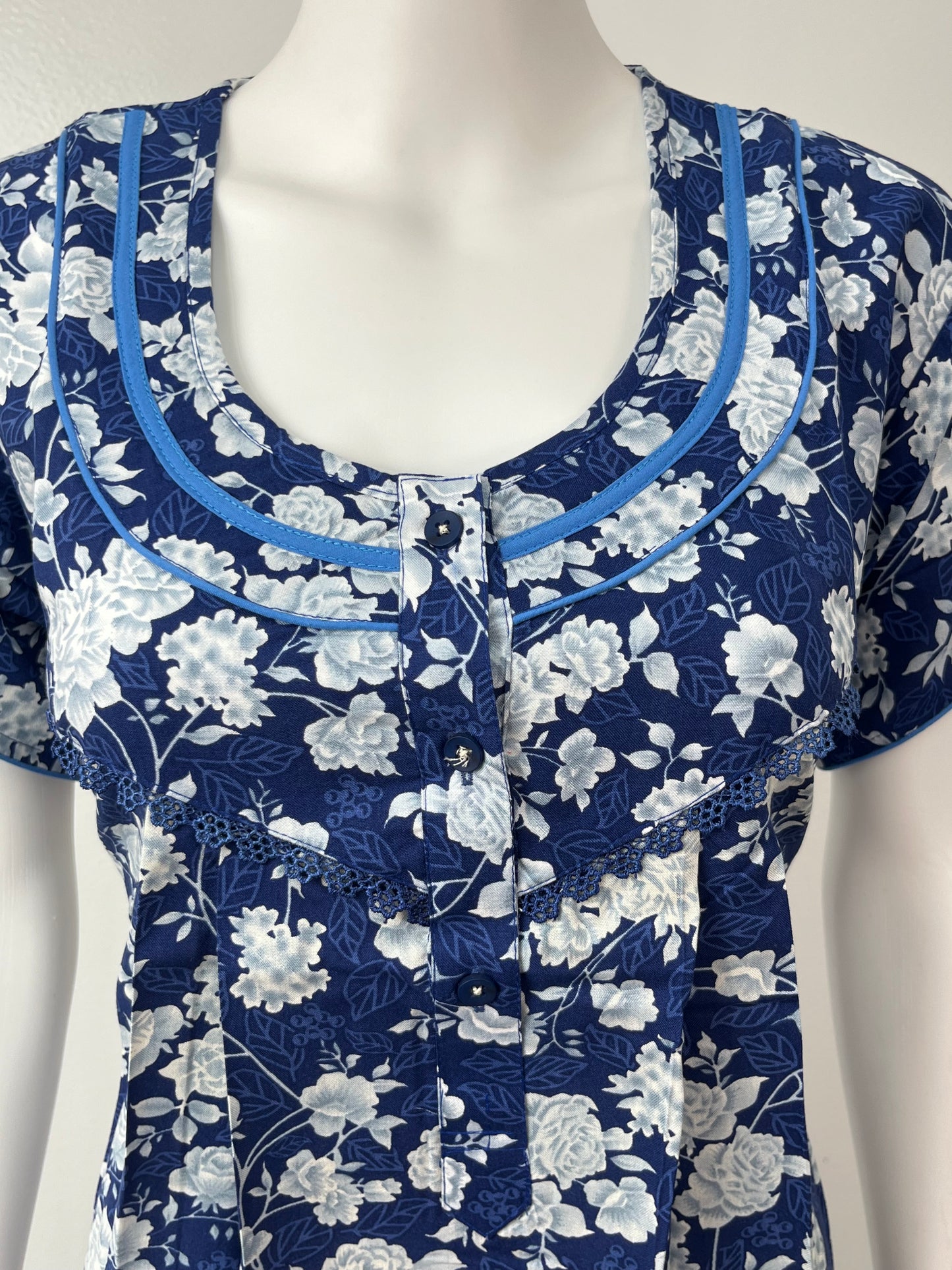 Royal Blue Premium Rayon Fabric Nightgown Soft, Lightweight & Perfect for Indian Weather