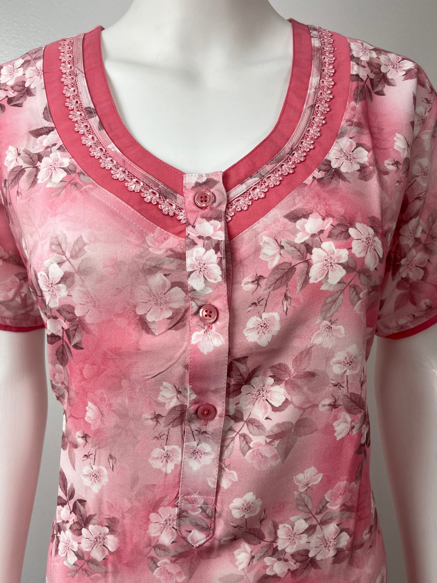 Light Pink Printed Rayon Nightgown for Women