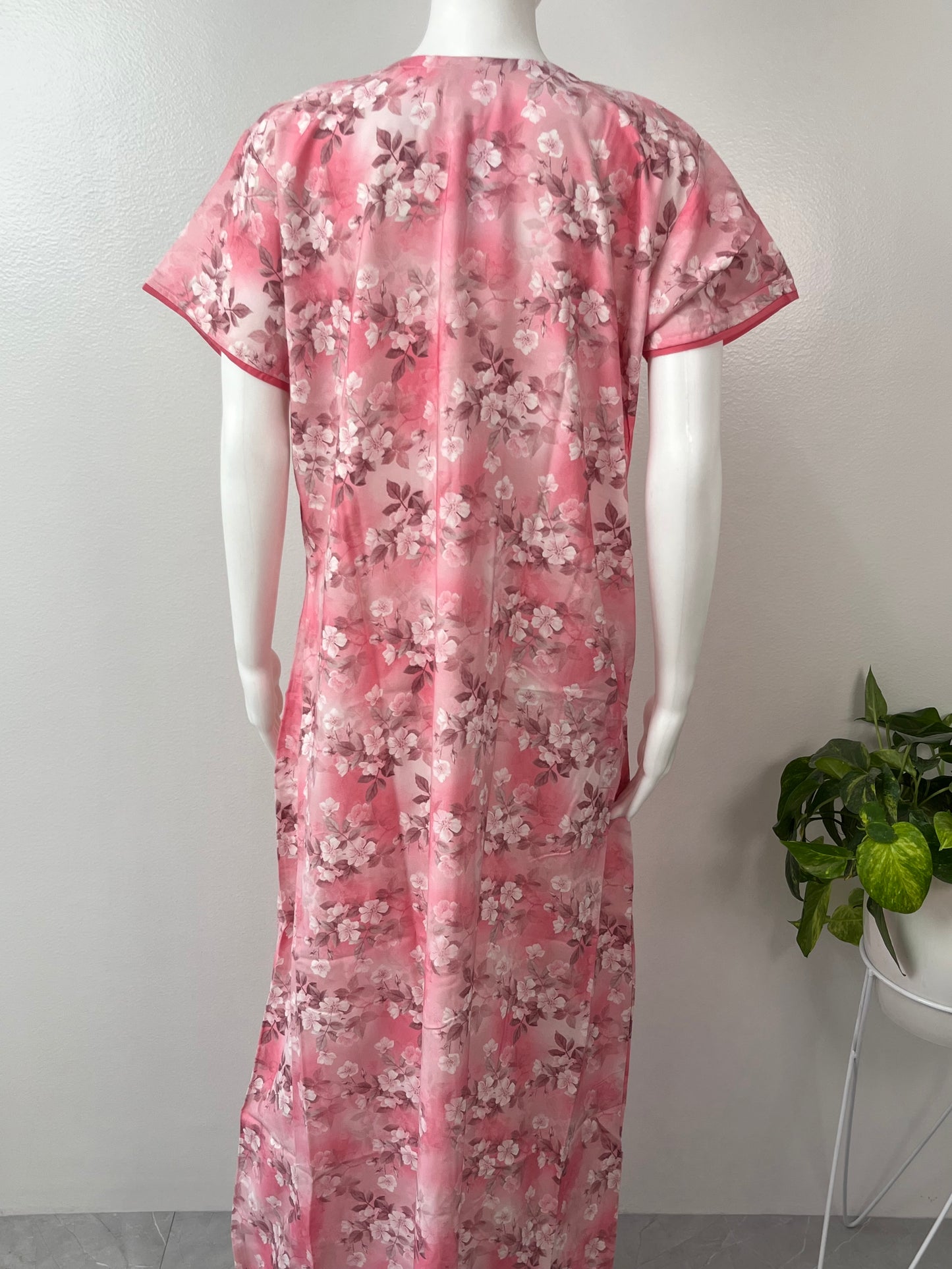 Light Pink Printed Rayon Nightgown for Women