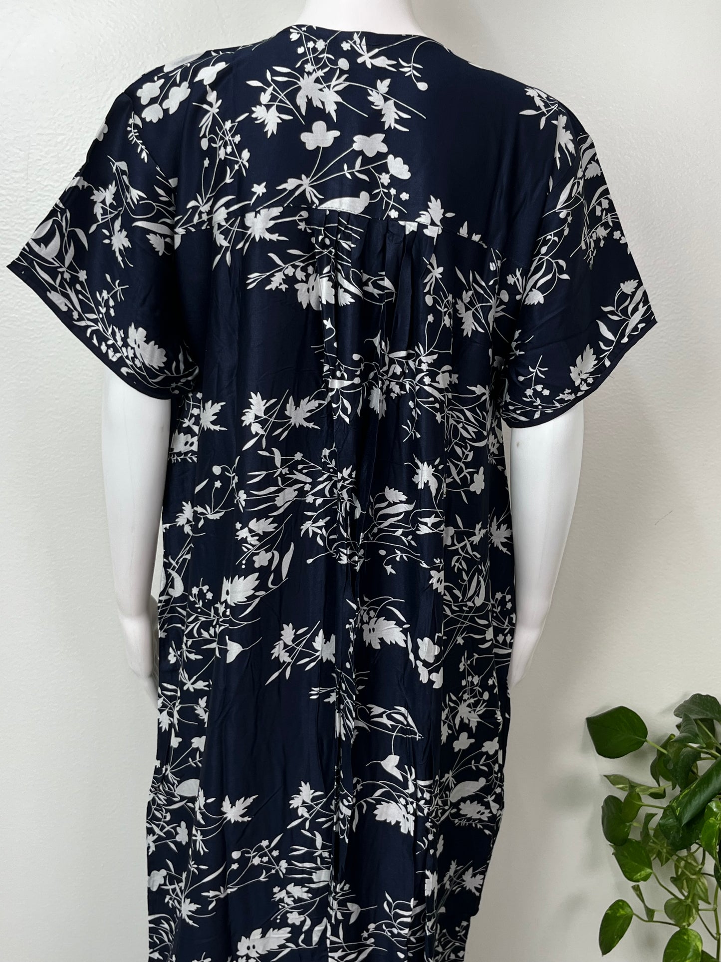 Navy Blue Rayon Satin Fabric Nightgown