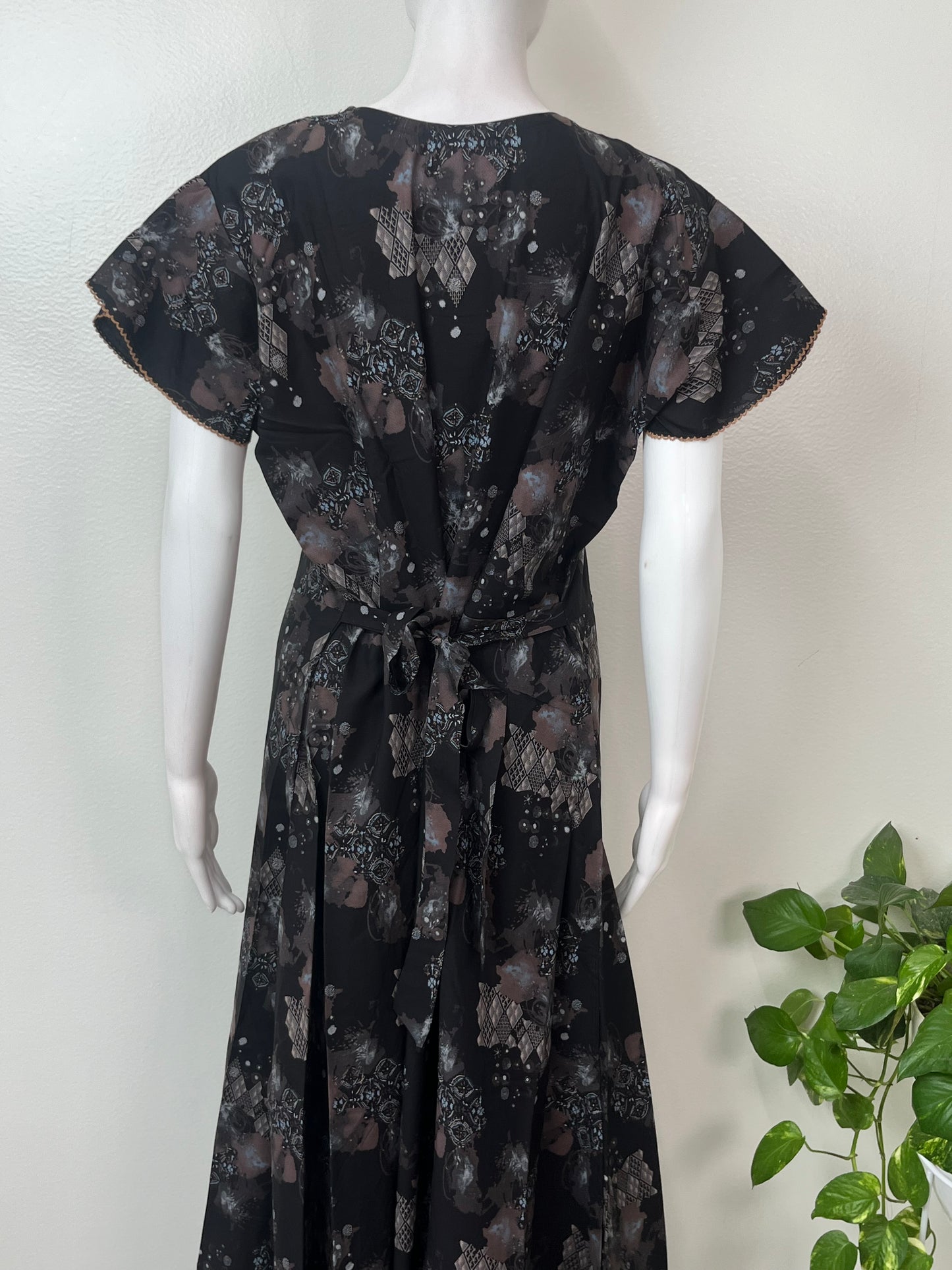Black & Copper Umbrella Style Rayon Fabric Nighty