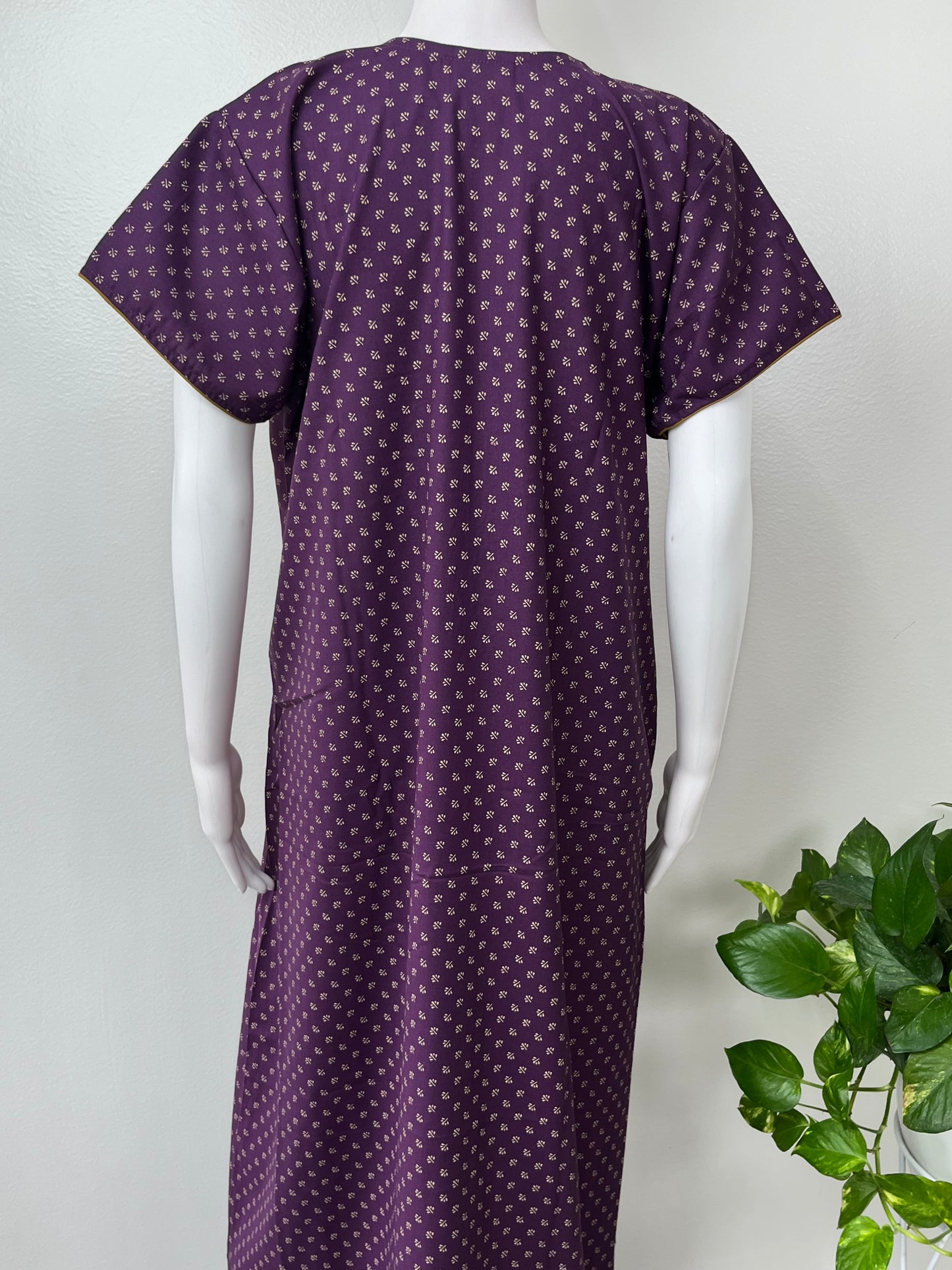 Purple Graceful Spun fabric Nightgown with Embroidery