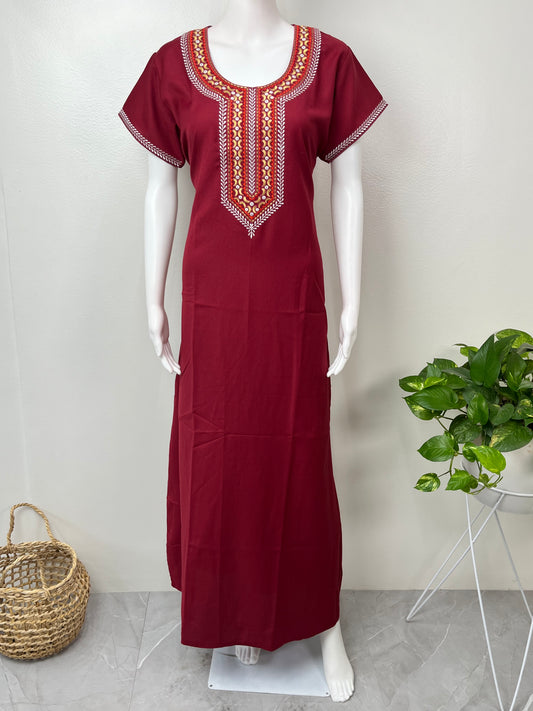 Maroon Elegant Comfort Spun Fabric Nighty