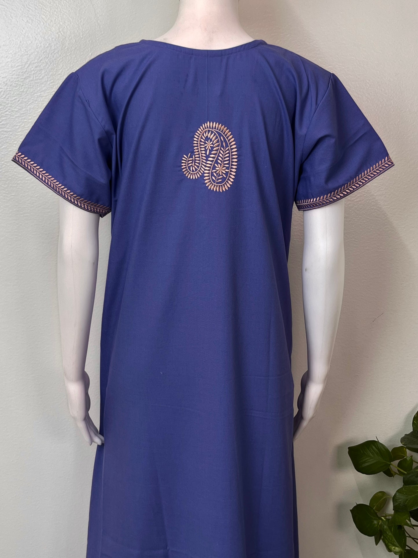 Purple Classic Embroidered Spun Nightgown