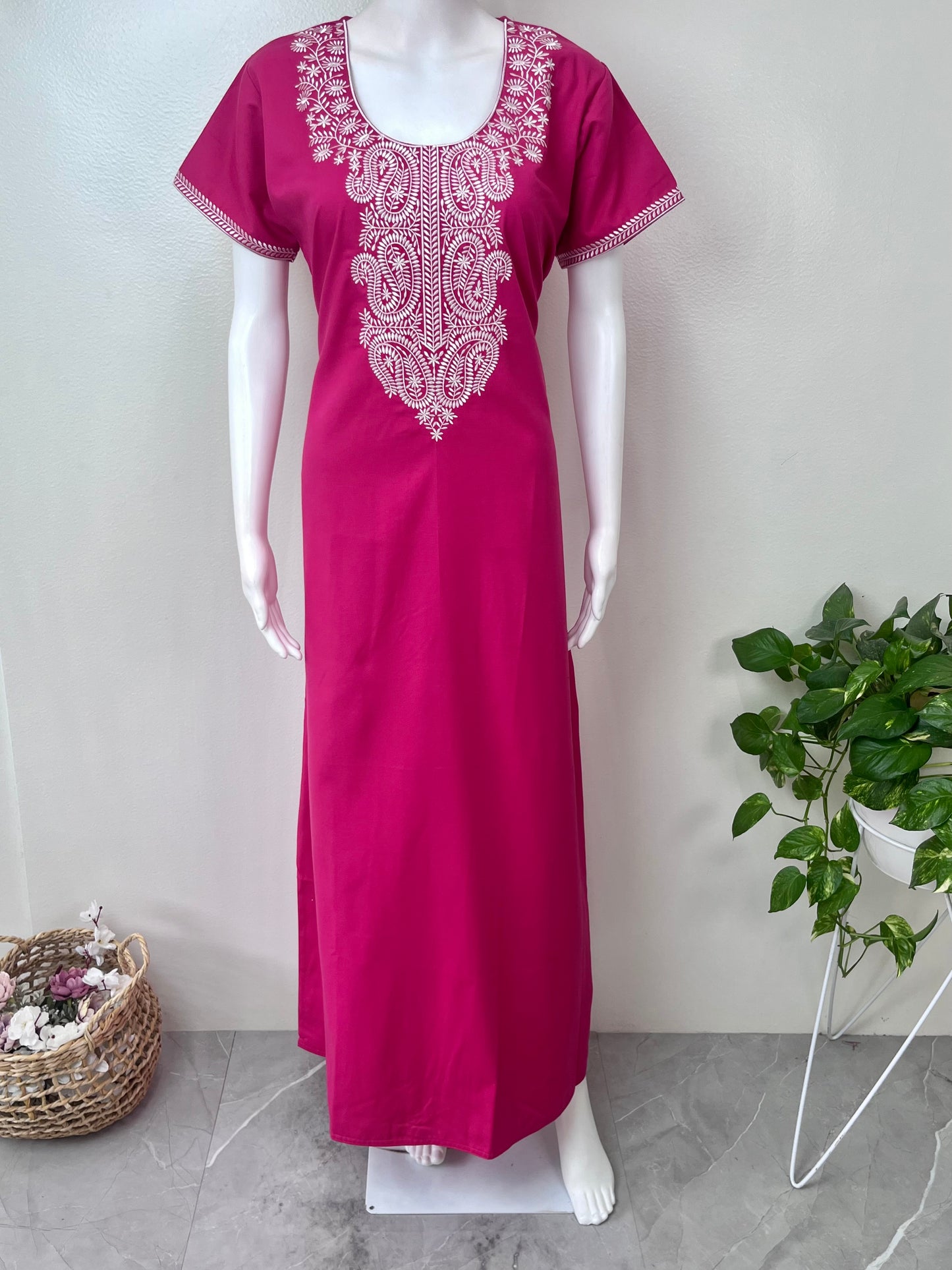Hot Pink Delicate Embroidery Bizzy Lizzy Nighty