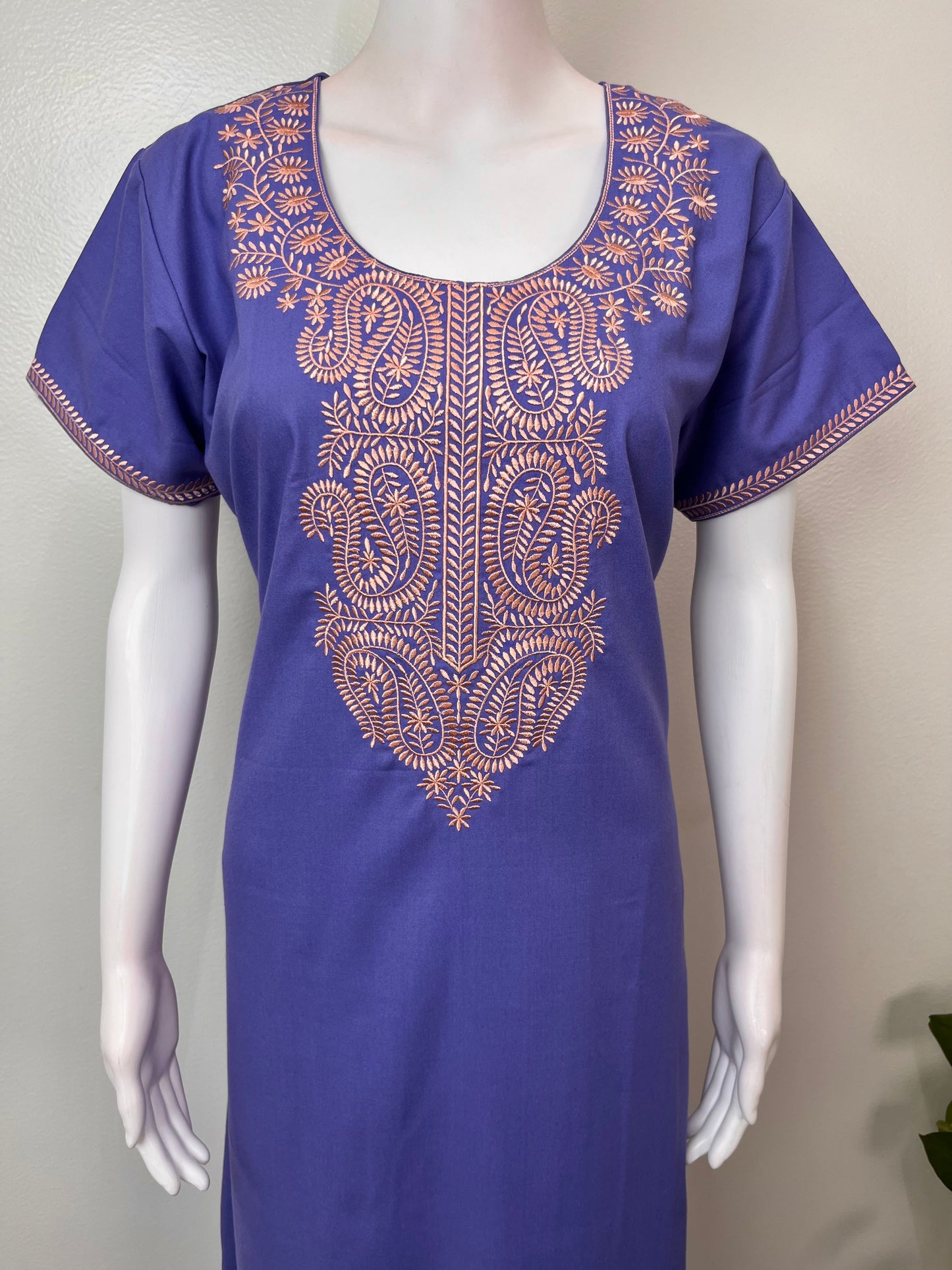 Purple Classic Embroidered Spun Nightgown