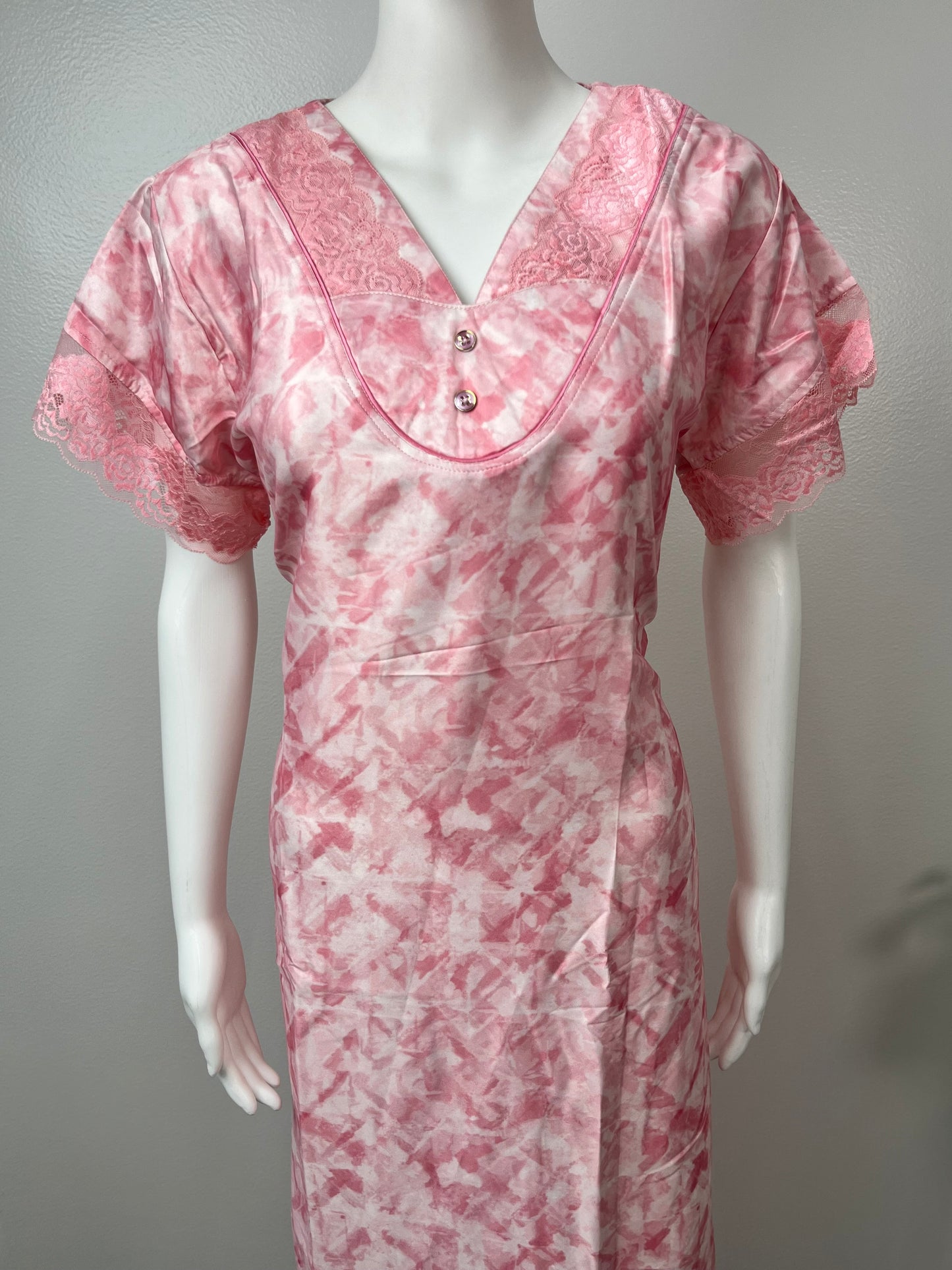 Pink Satin Fabric Nighty Silky Texture