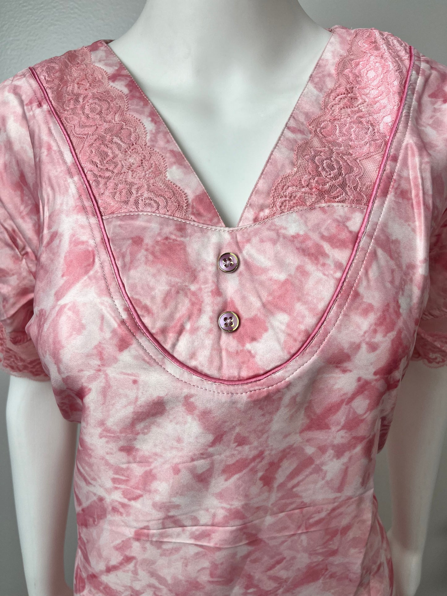Pink Satin Fabric Nighty Silky Texture