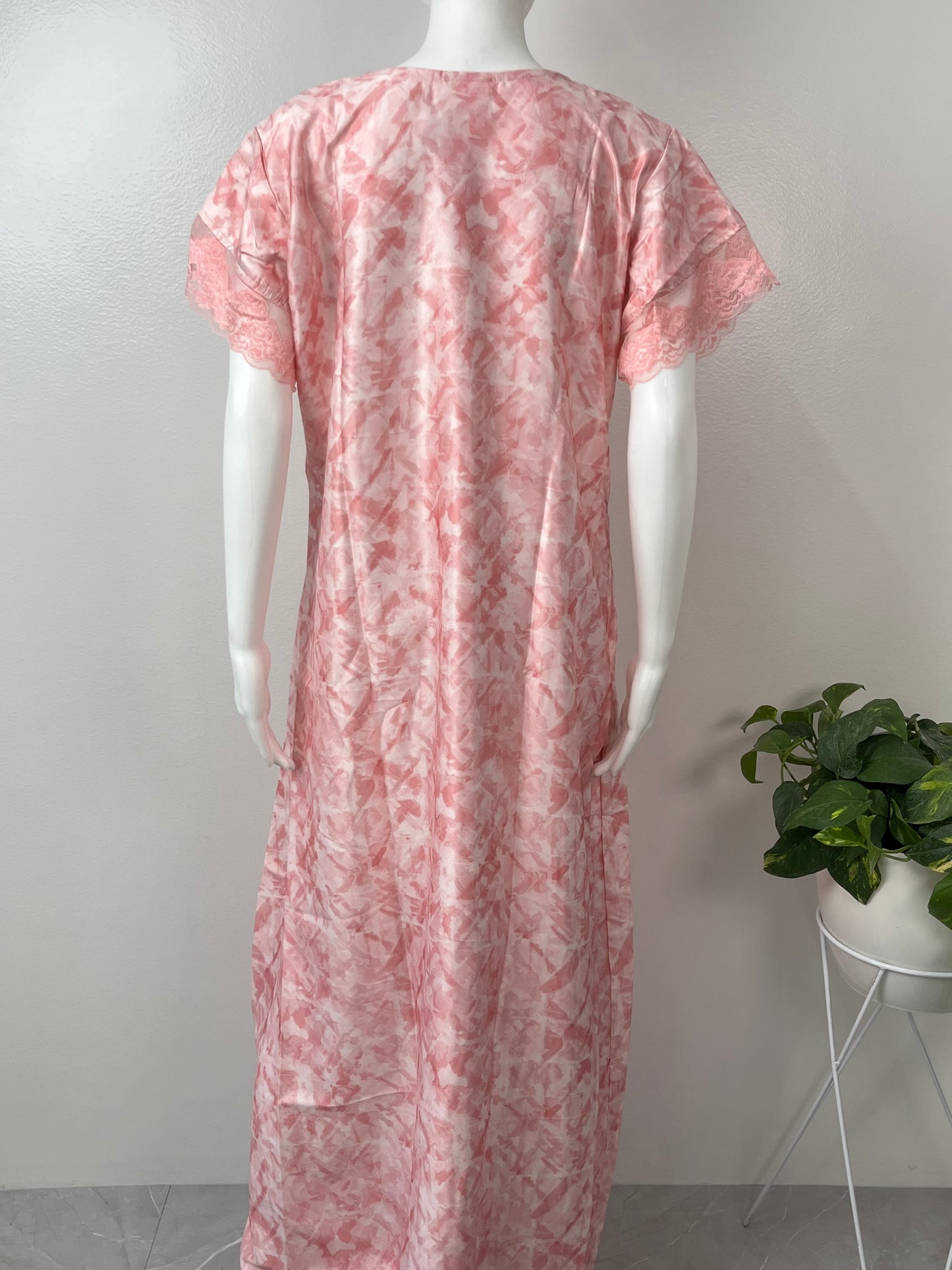 Pink Satin Fabric Nighty Silky Texture