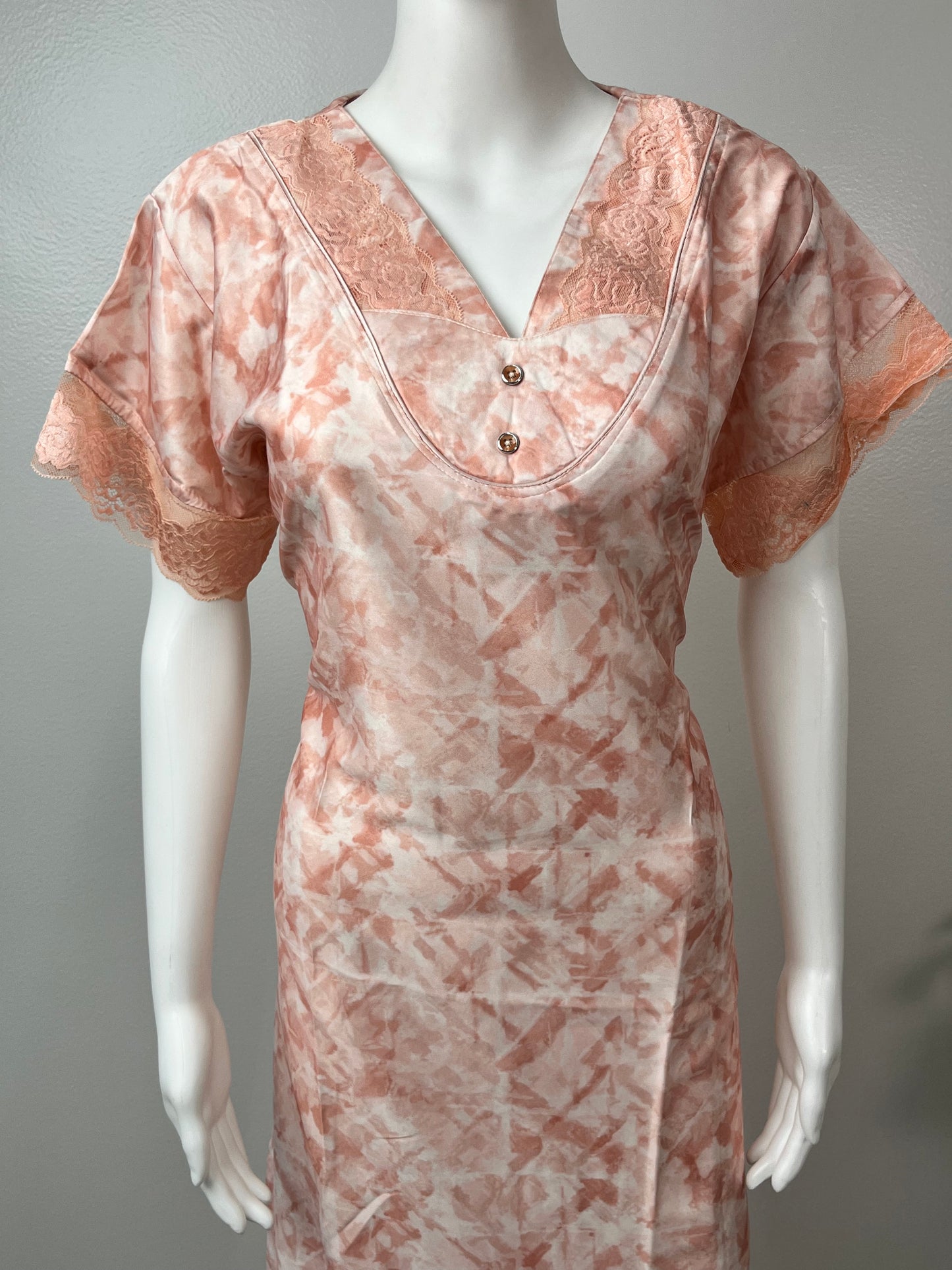 Orange Soft Satin Nightgown Premium Fabric