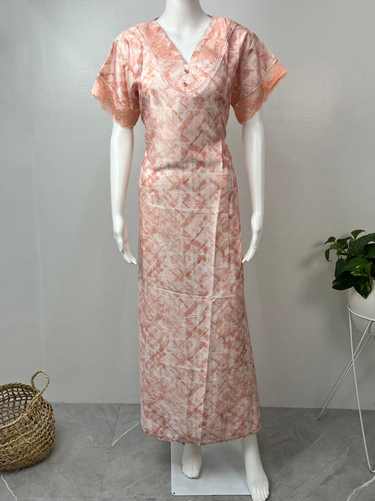 Orange Soft Satin Nightgown Premium Fabric