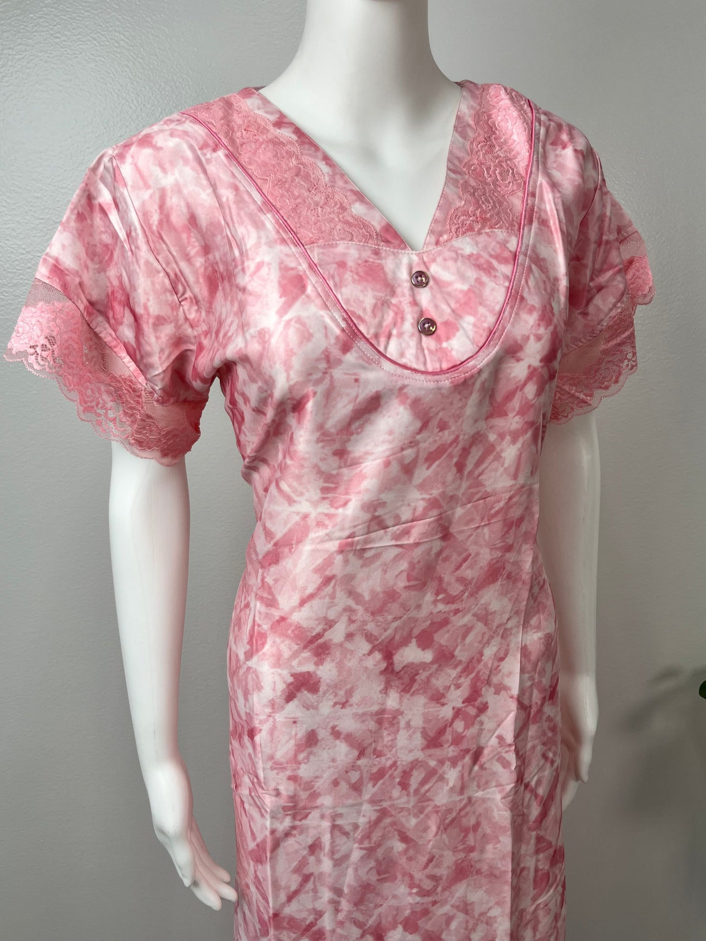 Pink Satin Fabric Nighty Silky Texture