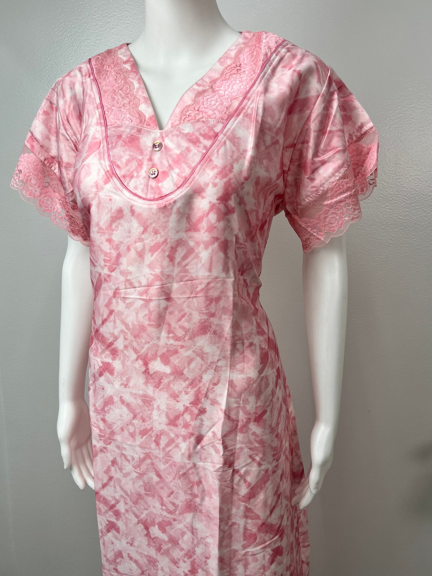 Pink Satin Fabric Nighty Silky Texture