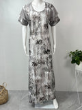 Grey Abstract Soft Satin Nightgown