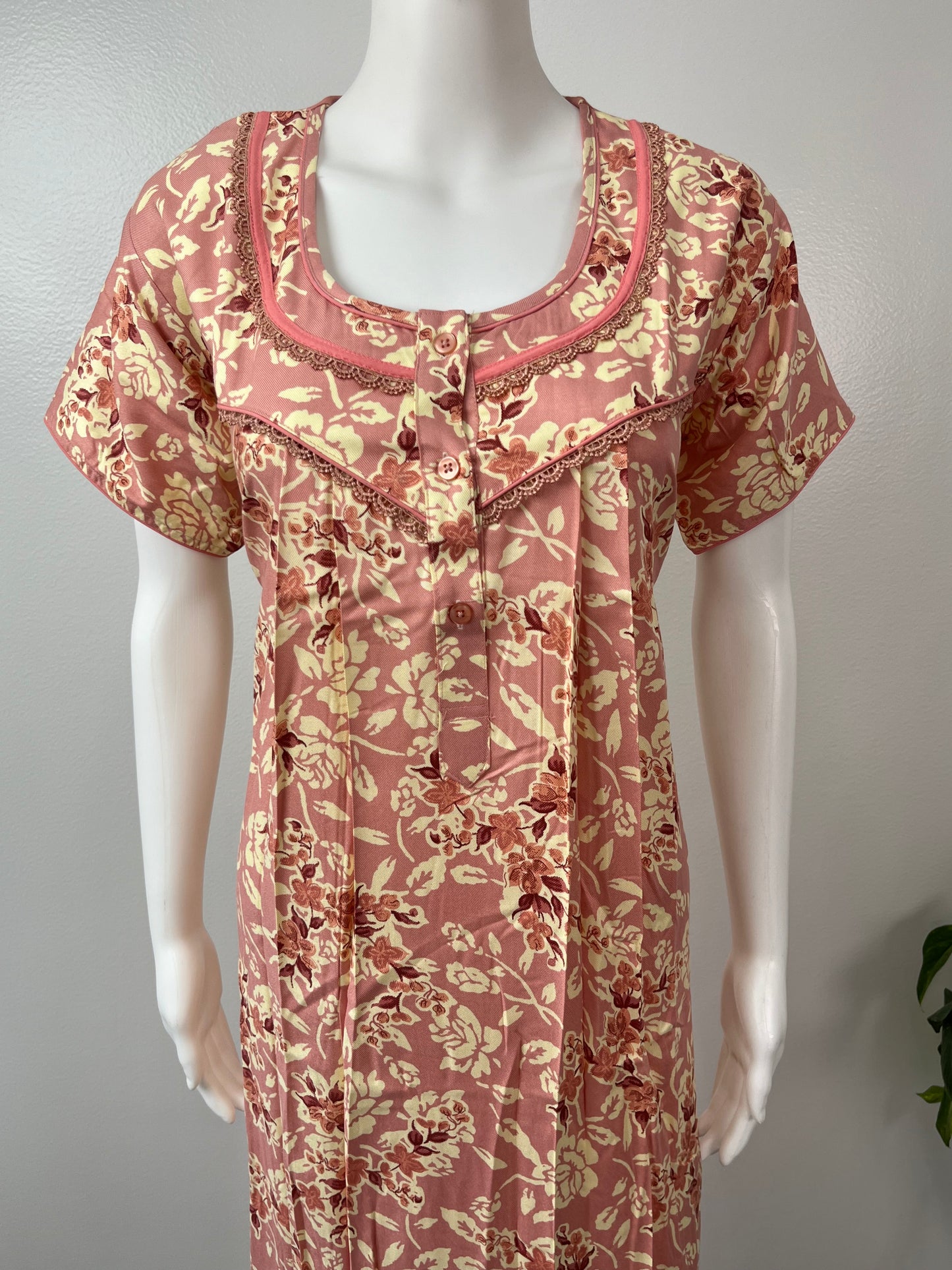 Peach Soft & Breathable Rayon Nightgown Perfect for All Seasons