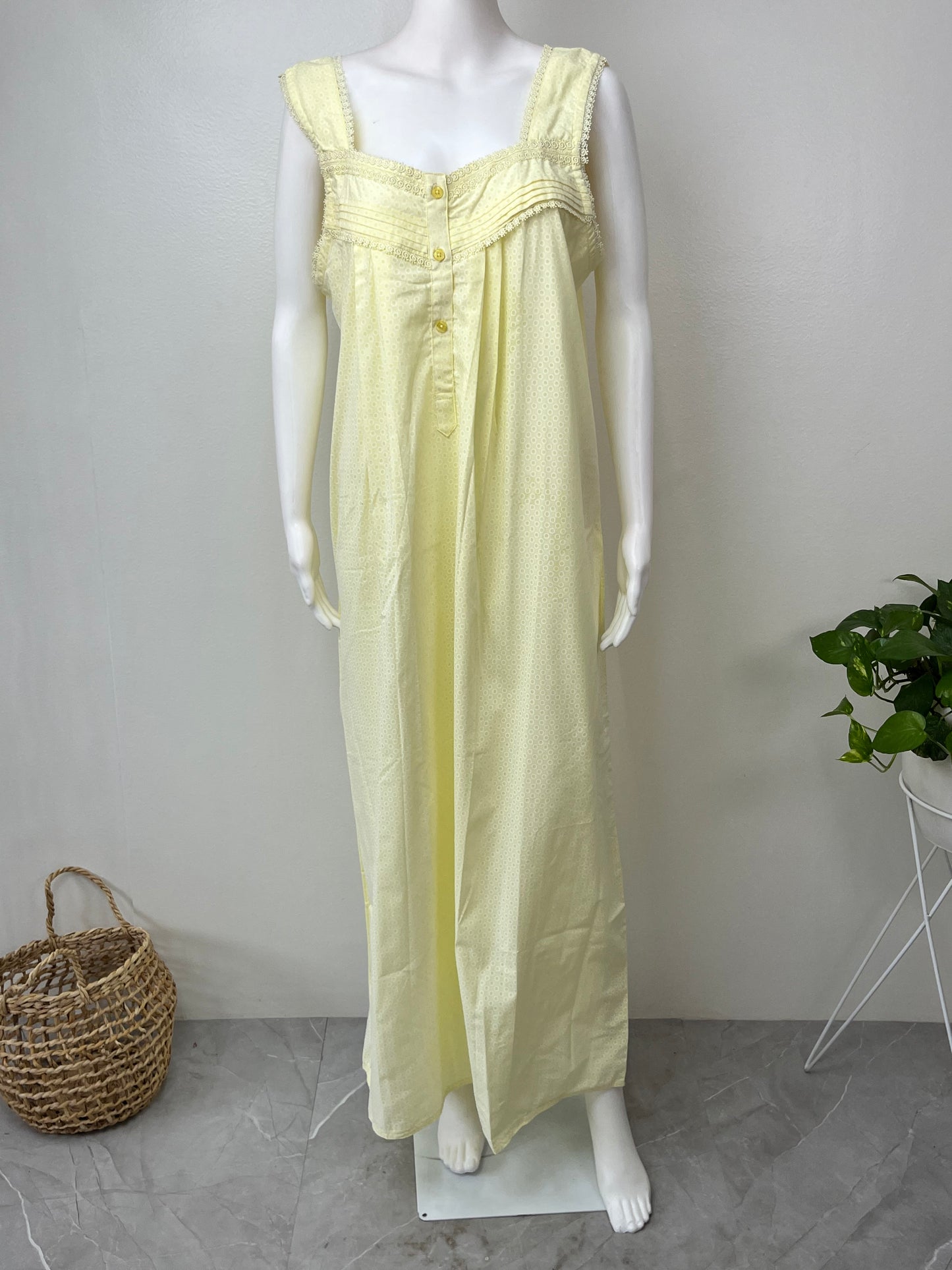2-Piece Yellow Pure Cotton Nightgown Set