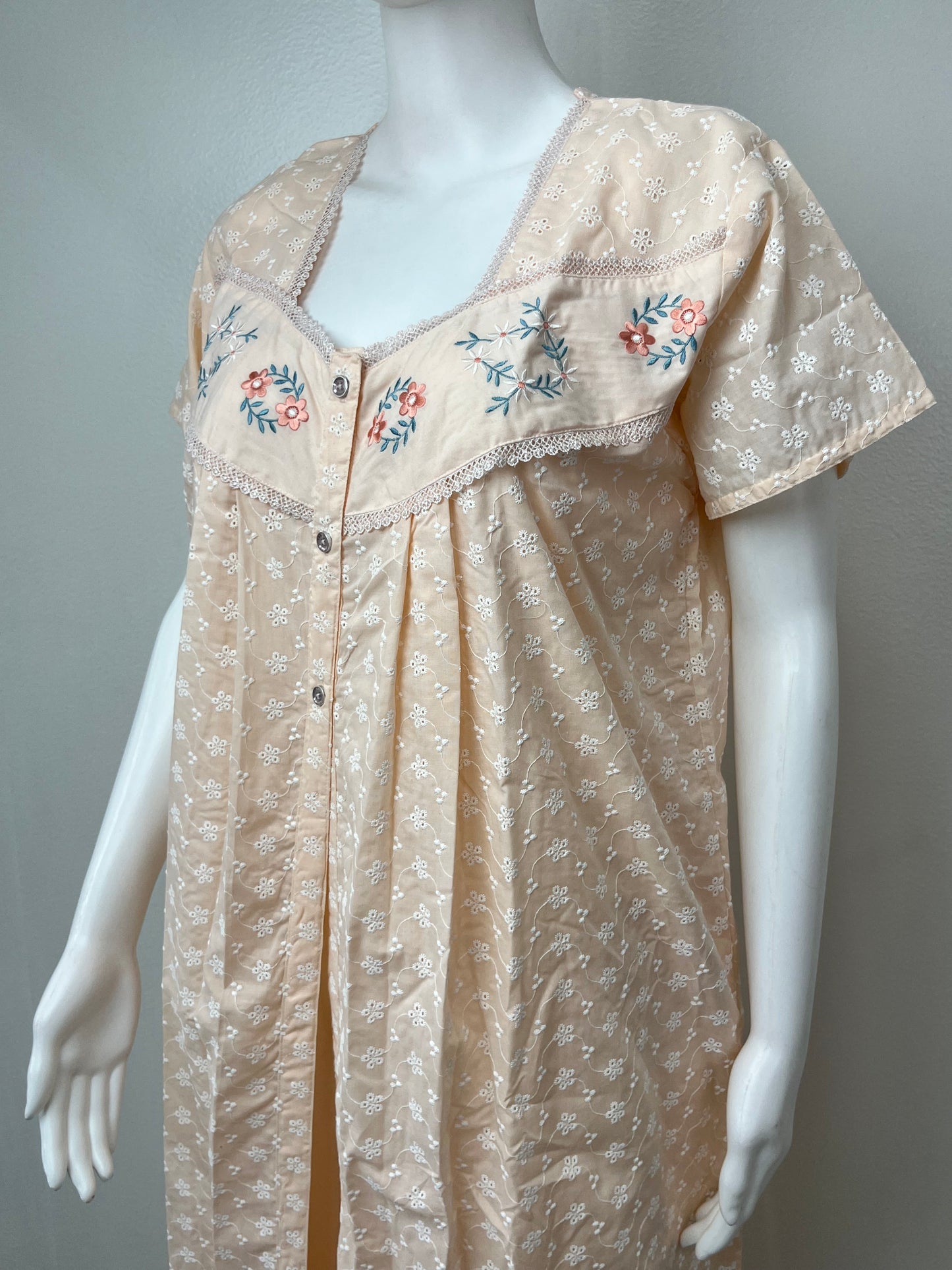 2-Piece Pure Cotton Embroidered Nightgown Set